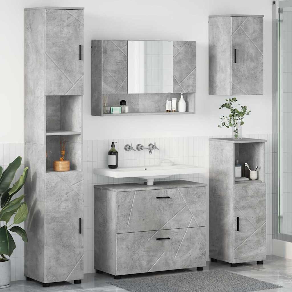 Bathroom Furniture Set 5 pcs Concrete grey 30 x 35 x 192 cm